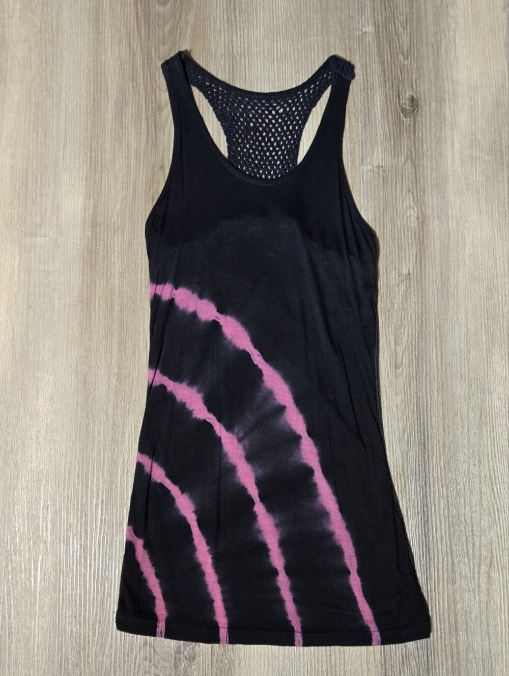 EARTHBOUND Black Tank Top with Pink Tie-Dye Accents